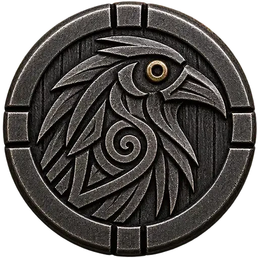 Carved raven attacker piece